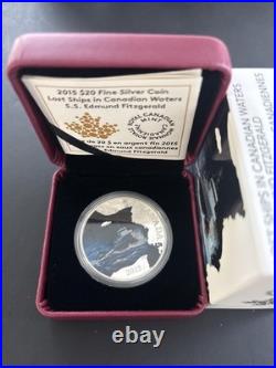 2015 Canada $20 Lost Ships In Canadian Waters S. S. Edmund Fitzgerald Silver Coin