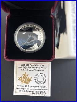 2015 Canada $20 Lost Ships In Canadian Waters S. S. Edmund Fitzgerald Silver Coin