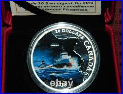 2015 Canada $20 Lost Ships In Canadian Waters S. S. Edmund Fitzgerald Silver Coin