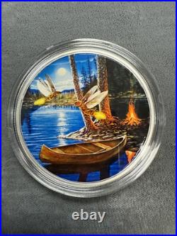 2015 Canada $30 2 oz Fine Silver Coin Moonlight Fireflies Glow in the Dark