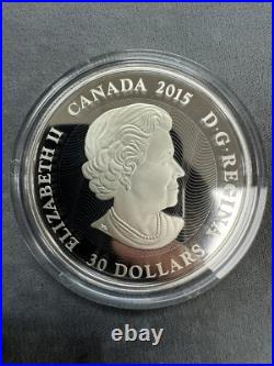 2015 Canada $30 2 oz Fine Silver Coin Moonlight Fireflies Glow in the Dark