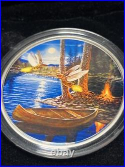 2015 Canada $30 2 oz Fine Silver Coin Moonlight Fireflies Glow in the Dark