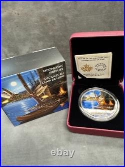 2015 Canada $30 2 oz Fine Silver Coin Moonlight Fireflies Glow in the Dark