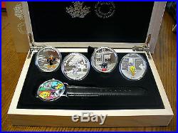 2015 Canada 4 X $20 Fine Silver. 9999 Looney Tunes Coin Set & Watch LIMITED ED