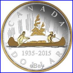 2015 Canada EXCLUSIVE MC #1 Voyageur Pure 2 oz Gold-Plated Silver Dollar Coin