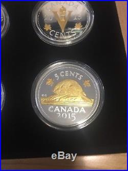 2015 Canada Legacy of Canadian Nickel 1oz. 9999 Silver Gold Plated 6 Coin Set
