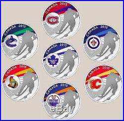 2015 Canada Silver 7 Coin NHL Hockey Teams Complete Set Montreal Toronto Ottawa
