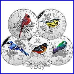 2015 Colorful Songbirds Birds of Canada 5 Coin $10 Silver Proof Set Musical Box