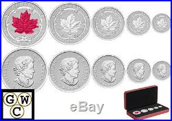 2015 Incuse Fractional Set 5 Silver Maple Leaf Coin Set. 9999 Fine Silver(14077)