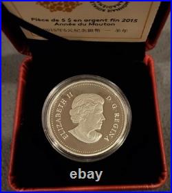 2015 Limited Edition Canada Year of the Sheep Fine Silver $5 Proof Color Coin