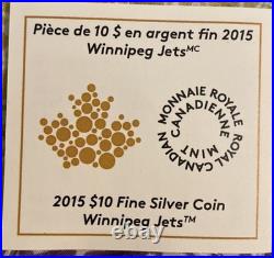 2015 RCM Canada $10 Winnipeg Jets Colored. 9999 Silver Coin Only