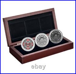 2015'Singing Moon Mask' Proof $25 Silver 3-Coin Set. 9999 Fine (16989) (NT)