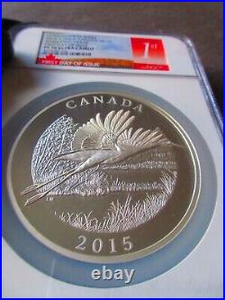2015 WHOOPING CRANE Conservation Series 1/2 KG Silver Coin $125 Canada RCM PF70