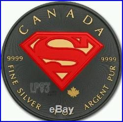 2016 1 Oz. 9999 Silver Superman Coin Ruthenium Plated Gold Gilded and Colorized
