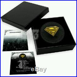 2016 1 Oz Silver $5 SUPERMAN Maple Shield Coin WITH Ruthenium, 24K GOLD GILDED