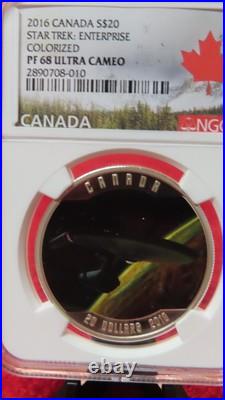 2016 1oz. 999 SILVER CANADA S$20 STAR TREK ENTERPRISE NGC PF 68