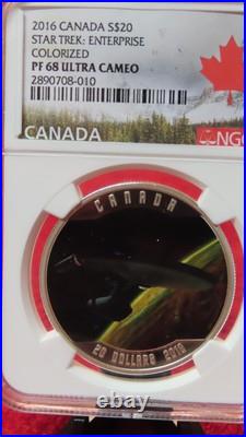 2016 1oz. 999 SILVER CANADA S$20 STAR TREK ENTERPRISE NGC PF 68