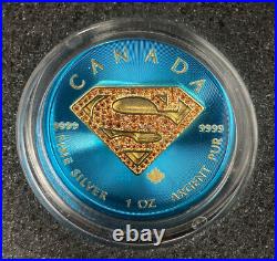 2016-1oz. Superman Space Blue with Red Crystals Silver Coin