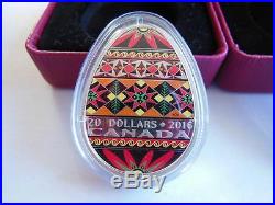 2016 & 2017 Canada Traditional Ukrainian Pysanka Silver Proof Easter Egg Coins