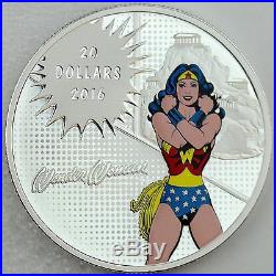 2016 $20 DC Comics Originals WONDER WOMAN, 99.99% Pure Silver Color Proof Coin