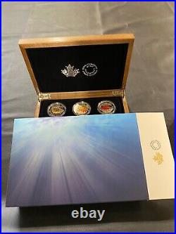 2016 $20 Fine Silver Coins Canadian Salmonids 3 coin Set Box with Lure (Rare)