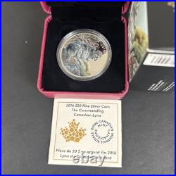 2016 $20 Majestic Animals II Commanding Canadian Lynx 1 oz Pure Silver Coin