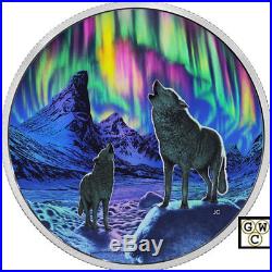 2016 $30fine Silver Coin Northern Lights In The Moonlight-glow In The Dark17569