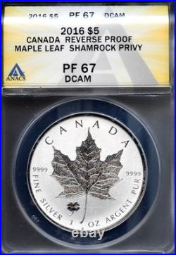 2016 $5 Silver Canadian Maple Clover Privy Rev PF67 DCAM ANACS # 7967975 + Bonus