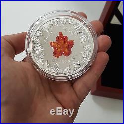 2016 5 oz. $50 Fine Silver Coin Murano Maple Leaf Autumn Radiance
