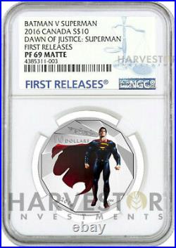 2016 Batman V Superman Superman 1/2 Oz. Silver Coin Ngc Pf69 First Releases