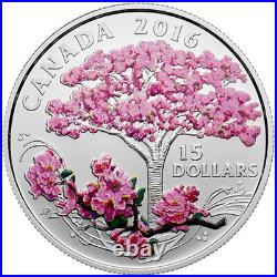 2016 Canada $15 Fine Silver Coin Cherry Blossoms