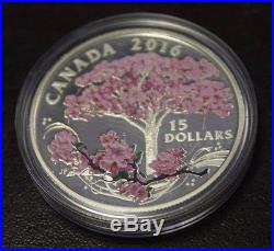 2016 Canada $15 Fine Silver coin Cherry Blossoms