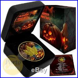 2016 Canada 1 OZ Silver $5 Maple Leaf Halloween colorized & gold gilded Coin NEW