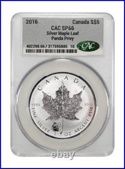 2016 Canada 1 oz. 9999 Fine Silver Reverse Proof Maple Leaf CAC SP66 Panda Privy