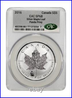 2016 Canada 1 oz. 9999 Fine Silver Reverse Proof Maple Leaf CAC SP68 Panda Privy