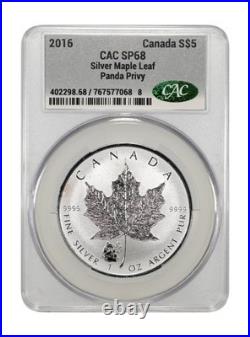 2016 Canada 1 oz. 9999 Fine Silver Reverse Proof Maple Leaf CAC SP68 Panda Privy