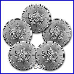 2016 Canada 1 oz Silver Maple Leaf Coins BU (Lot of 5) SKU #95428