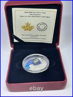 2016 Canada $20 Fine Silver Coin 99.99% The Universe Glow-in-the-Dark Glass Opal