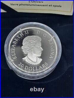 2016 Canada $20 Fine Silver Coin 99.99% The Universe Glow-in-the-Dark Glass Opal