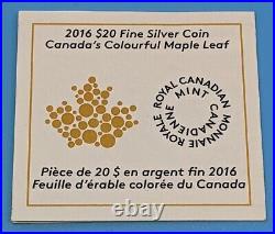2016 Canada $20 Fine Silver Coin Canada's Colourful Maple Leaf by RCM