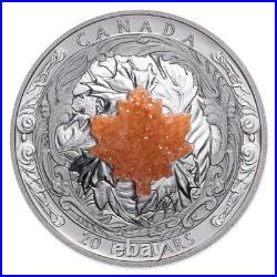 2016 Canada $20 Majestic Maple Leaves with Drusy Stone Fine Silver Coin