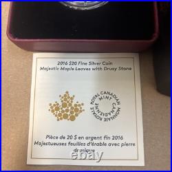2016 Canada $20 Majestic Maple Leaves with Drusy Stone Fine Silver Coin