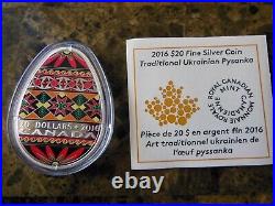 2016 Canada 20$ Traditional Ukrainian Pysanka 1oz Silver Coin MINT CONDITION