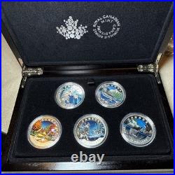2016 Canada $20 Wildlife Series 5-Coin Set Colorized with Wood Case & 1 COA Only