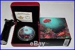 2016 Canada $30 2 oz. Pure Silver Glow-in-the-Dark CoinIlluminated Coral Reef