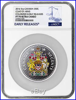 2016 Canada 50c 5 oz. Silver Big Coin Series Coat Arms NGC PF70 UC ER SKU42701