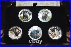 2016 Canada 5 coin silver majestic animals set