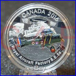 2016 Canada Aircraft of WWI #1 Royal Aircraft Factory S. E. 5A $20 Silver Coin