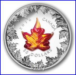 2016 Canada Autumn Radiance Murano Maple Leaf 5 Oz Fine Silver Coin