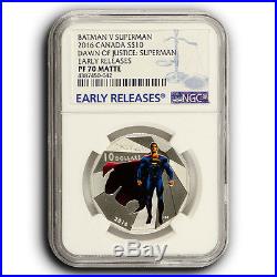 2016 Canada Batman V Superman NGC PF70 ER Matte Silver Coin With Box and COA